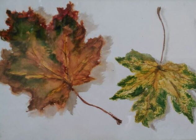 Листья акварелью