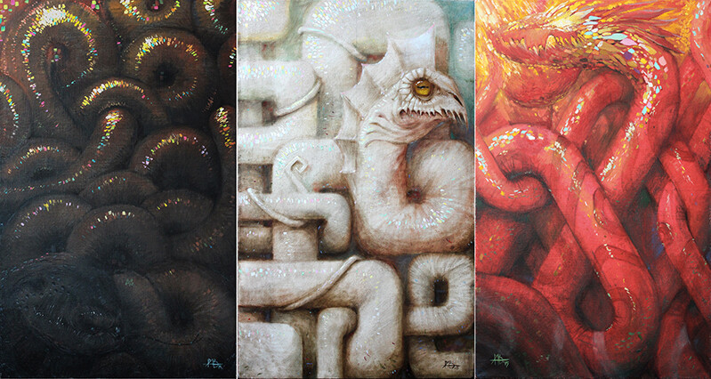 Триптих BLACK SNAKE. WHITE SNAKE. RED SNAKE.