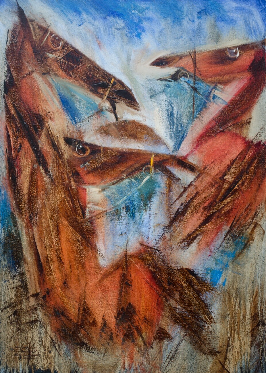 Красные кони на синей траве