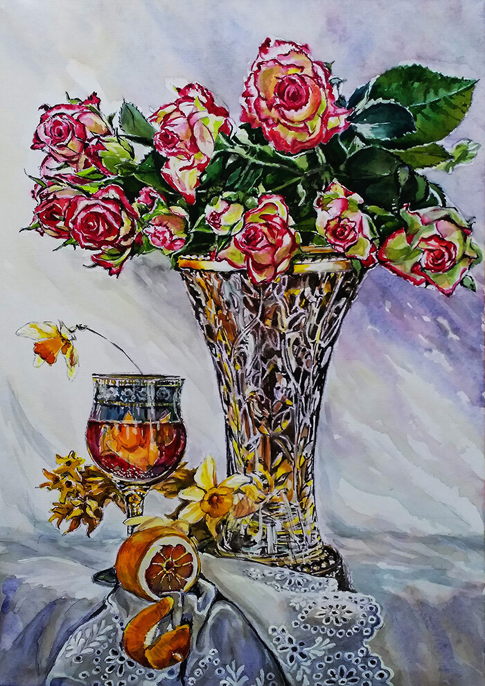 Ваза с розами