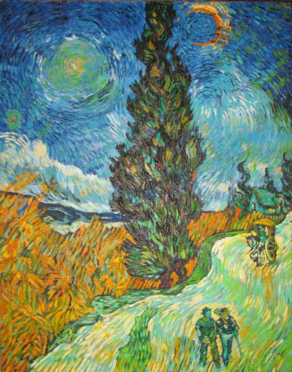 Дорога с кипарисм и звездой