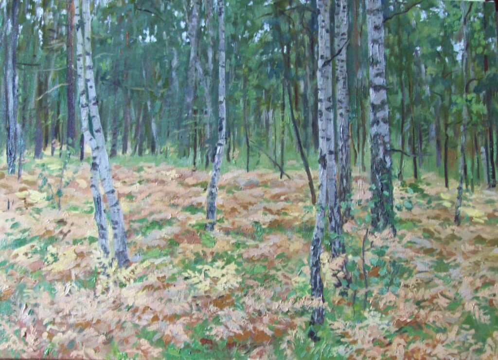 Березы и сухой папоротник.