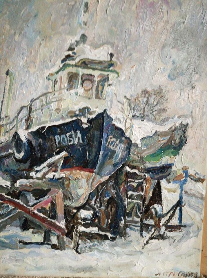 лодки под снегом