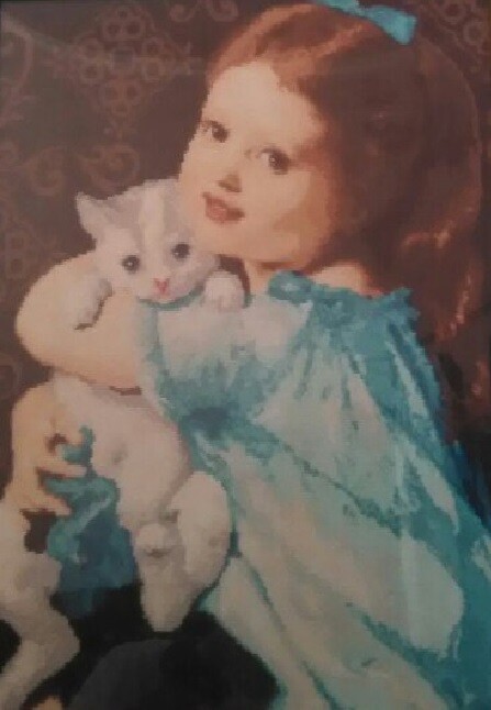 Девочка с котенком. Основано на картине 19 века. Классика