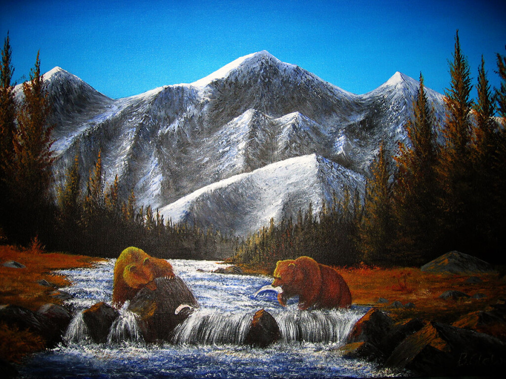 Осень - медведи на рыбалке