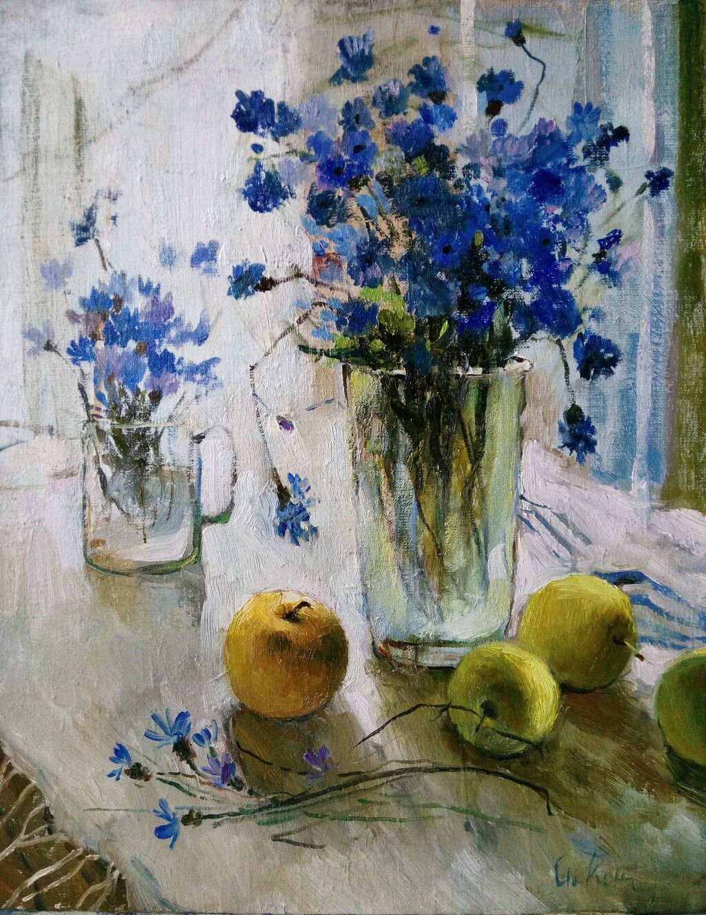 Весенний натюрморт с яблоками