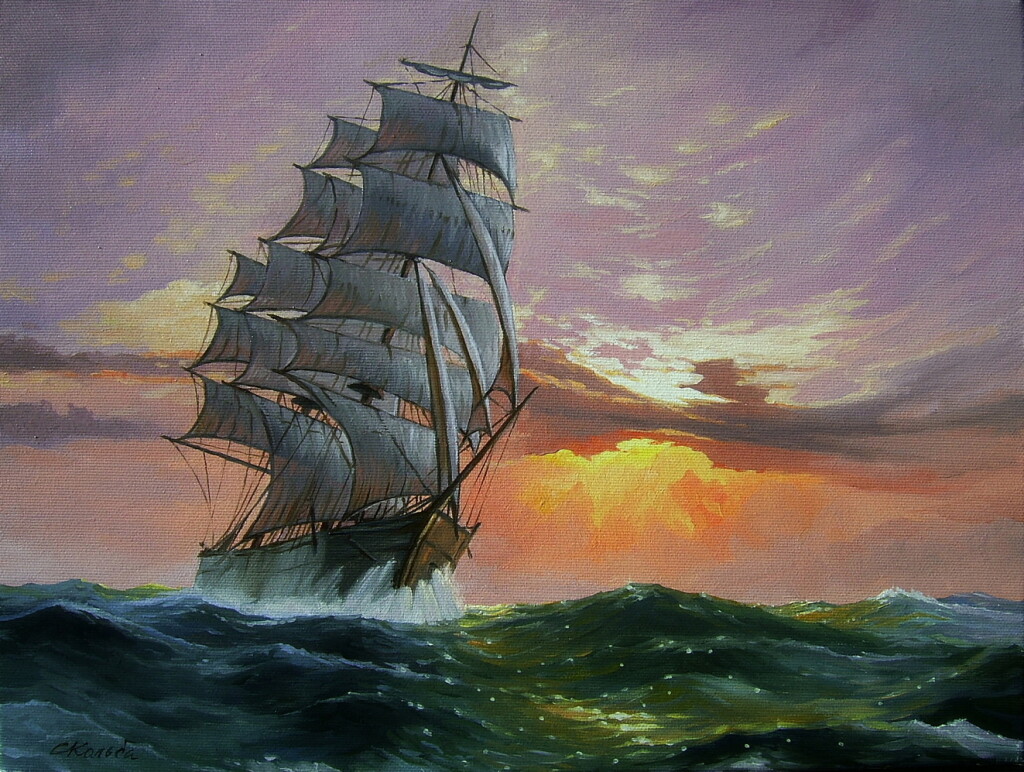 В открытом море