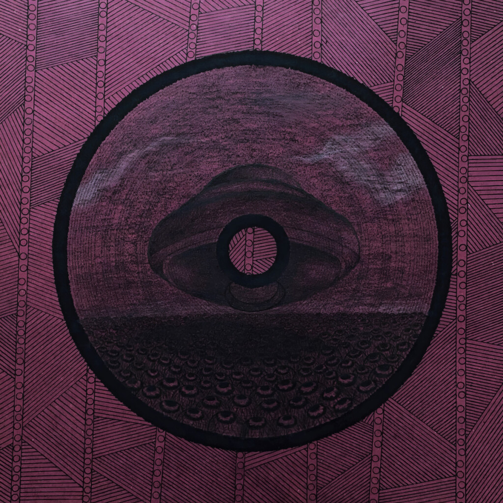 Знак (Ред) Черно-белая фантастическая графика на красной бумаге