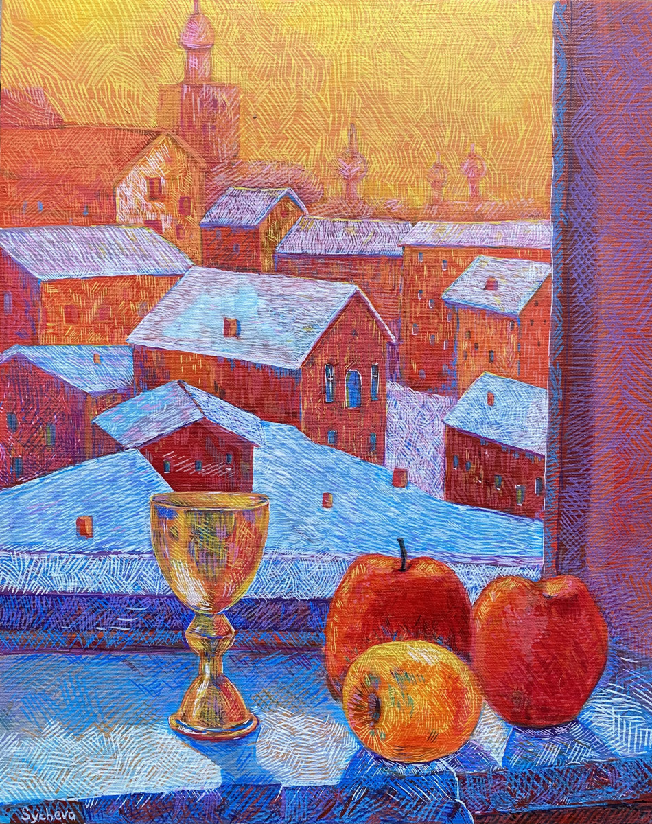 Зимний закат в городе