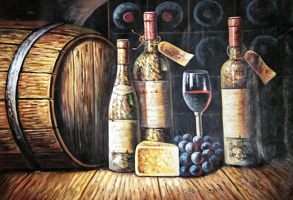 Натюрморт с вином и сыром