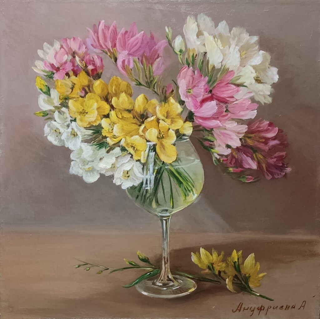 Картина маслом Фрезии