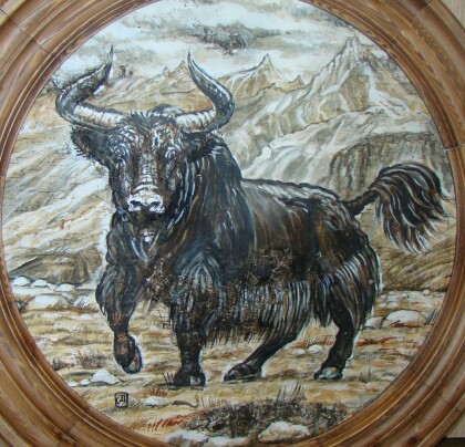 Картина на березовой коре Тибетский Як.