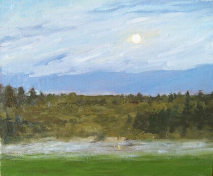 Вечер. Туман. Луна