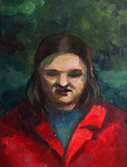 Портрет девушки в красной кофте