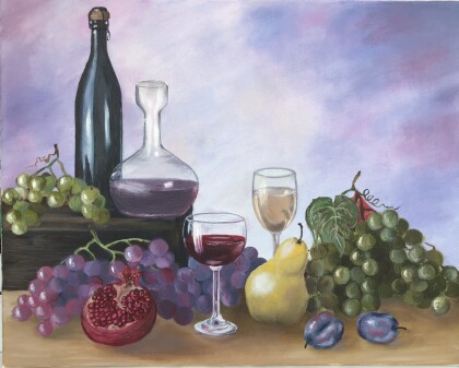 Натюрморт с вином и фруктами