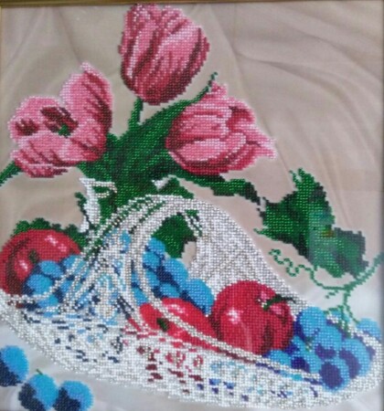 Яблоки с виноградом в хрустале