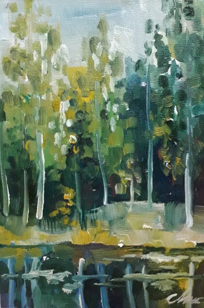 "Березовая роща", этюд