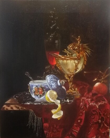 Копия Виллем Кальф Натюрморт с чашей, увенчанной наутилусом