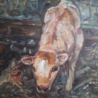 живопись теленок