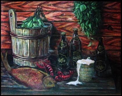 Натюрморт с раками и пивой шихан.