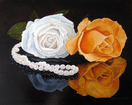 Розы с жемчугом