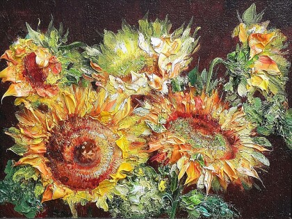 Подсолнухи, диптих (левая часть)
