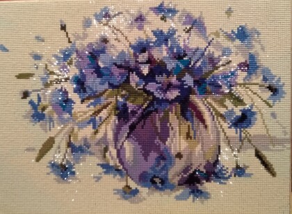 Васильки, алмазная вышивка
