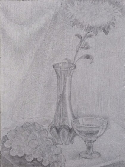 Натюрморт. Цветы, фрукты и вино