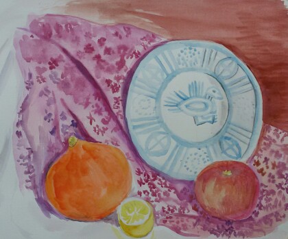 Картина "Натюрморт с маленькой тыквой"