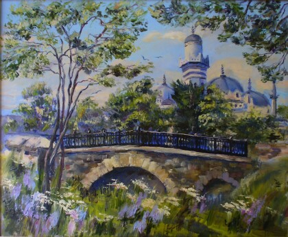 Вид на дачу Стамболи. За мостом.