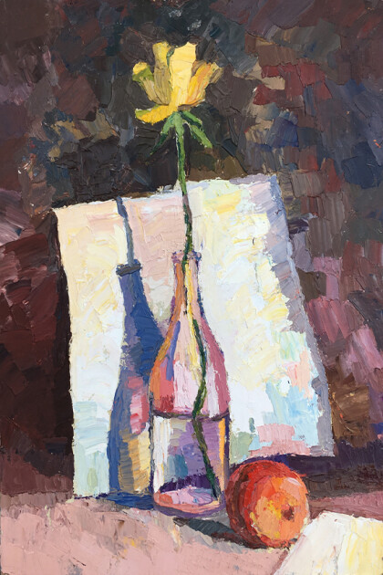 Роза в розовой бутылке