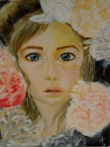 Девочка и пионы