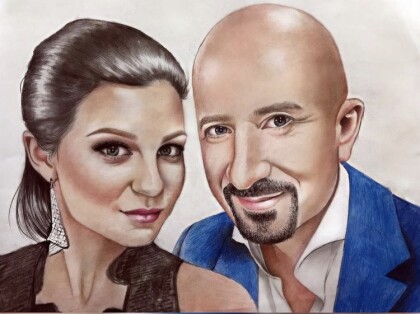 Портрет Евгения Григорьева (Жека) с женой