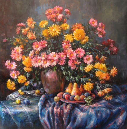натюрморт с хризантемами