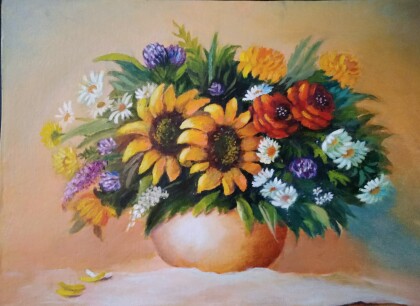 Букет цветов с подсолнухами