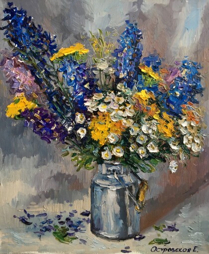 Полевой букет в бидоне