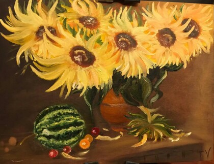 Подсолнухи и арбуз