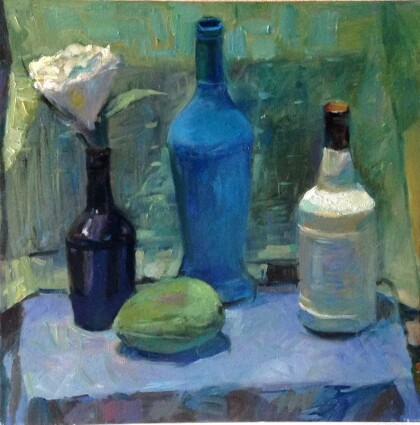 Кокос и белый цветок