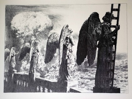 Черно-белая картина " Грибной день"