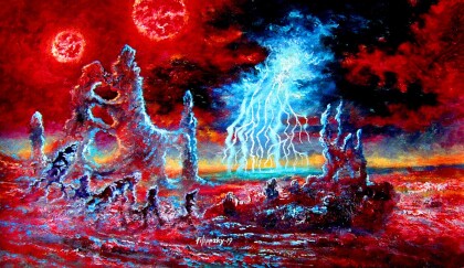 Гроза на планете двойного красного солнца.