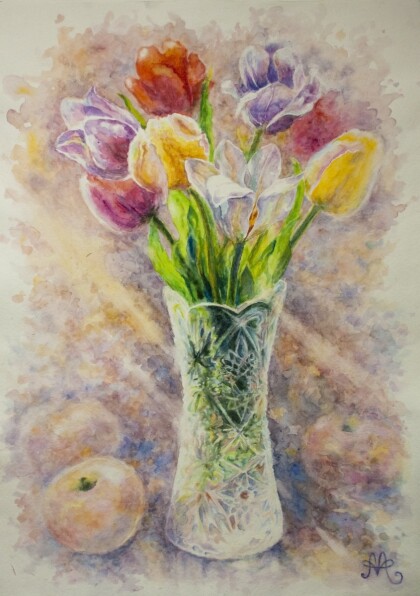 Тюльпаны и яблоки