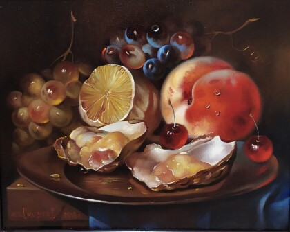 Натюрморт с вишней и устрицами