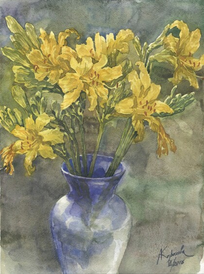 Желтые лилии