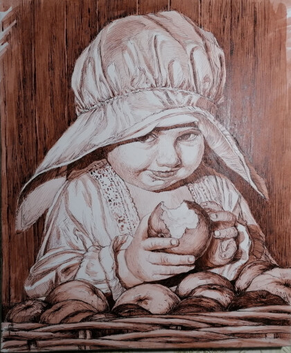 Девочка с яблоком