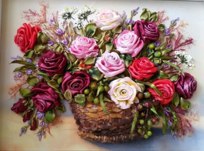 розы в корзине