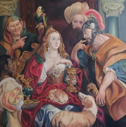 Копия картины "Пир Клеопатры" Якоба Йорданса 1653 год