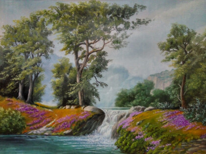 Пейзаж с водопадом.