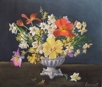 Натюрморт с нарциссами и маками.