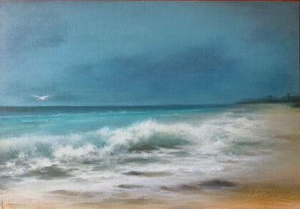 Одинокая чайка на райском пляже