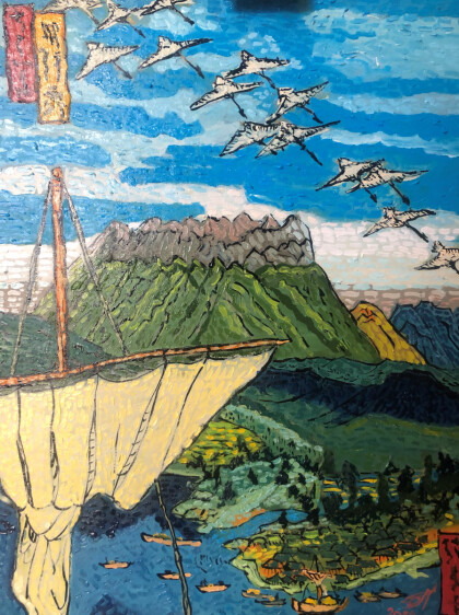 вариация на тему Утагава Хиросеге " Пейзаж с цаплями "